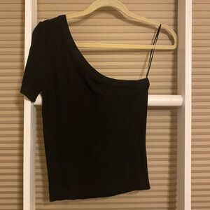 Vestique Black Asymmetrical Crop Top size large NWT